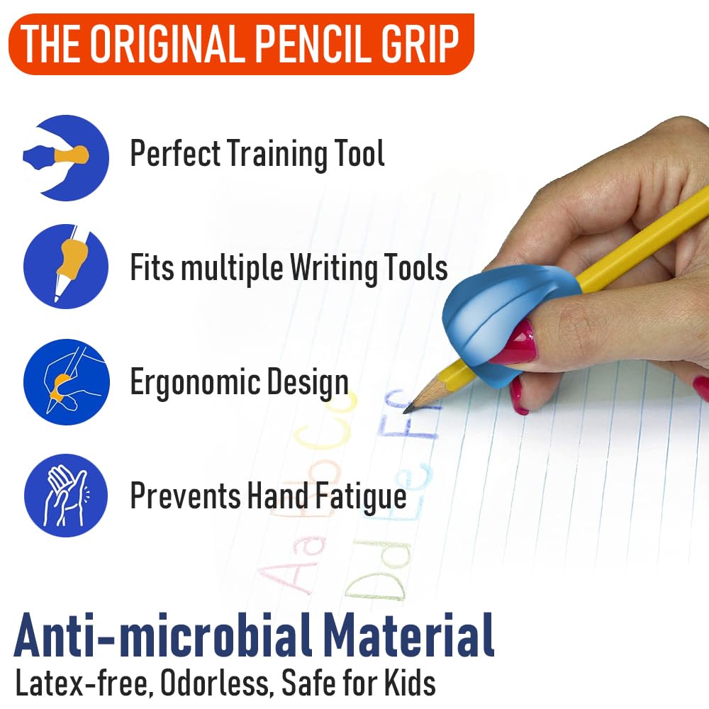 The Pencil Grip Crossover Grips, Metallic Colors - Ergonomic Pencil Holders for Right and Left Handed, 6 Count