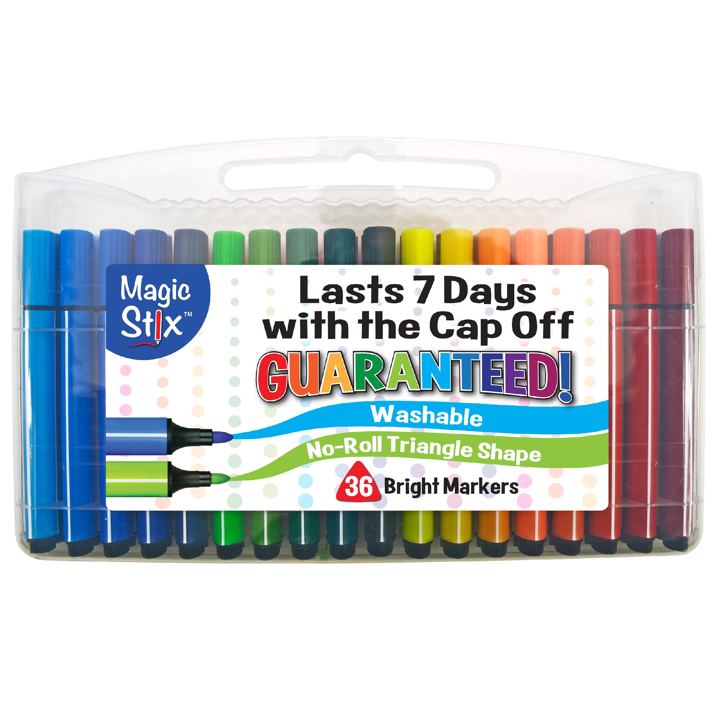 The Pencil Grip Magic Tri Stix 36-Pack – Non-Toxic Washable Triangular Markers for Kids