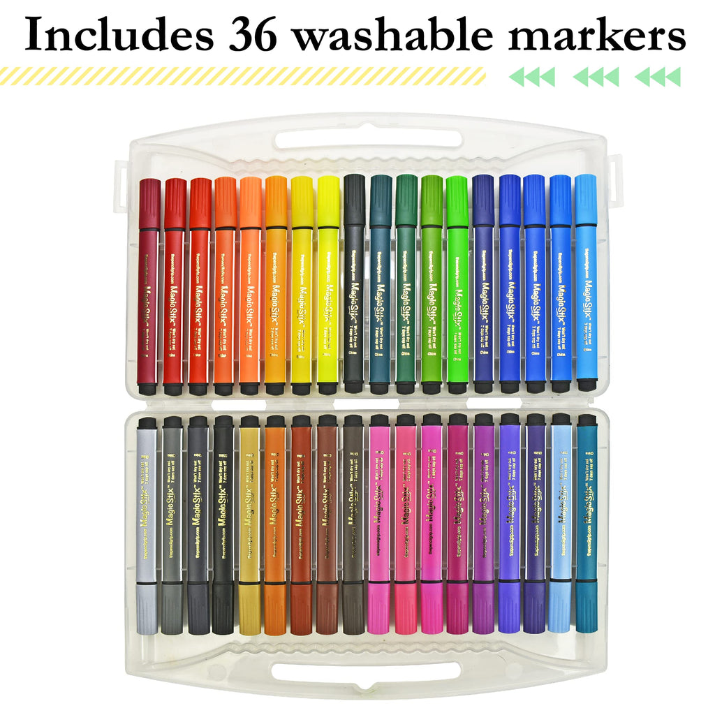 The Pencil Grip Magic Tri Stix 36-Pack – Non-Toxic Washable Triangular Markers for Kids