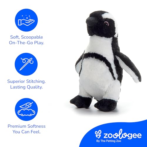 The Petting Zoo African Blackfoot Penguin Plushie – 8-Inch Soft Stuffed Animal Toy Made from Recycled Water Bottles