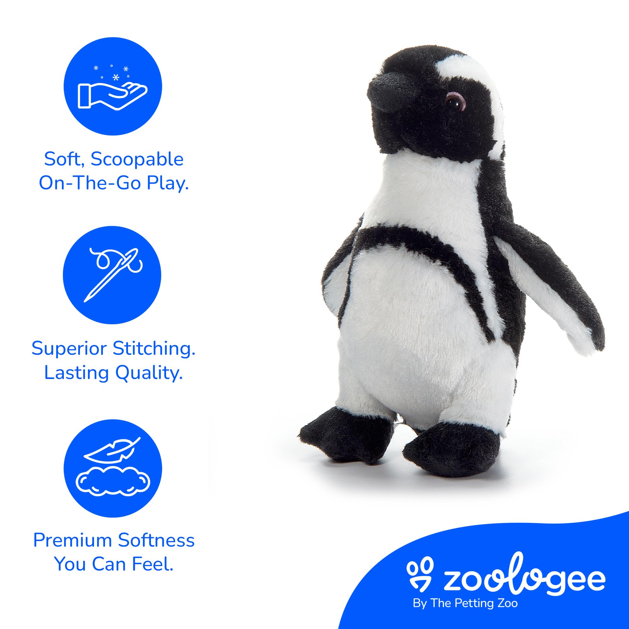 The Petting Zoo African Blackfoot Penguin Plushie – 8-Inch Soft Stuffed Animal Toy Made from Recycled Water Bottles