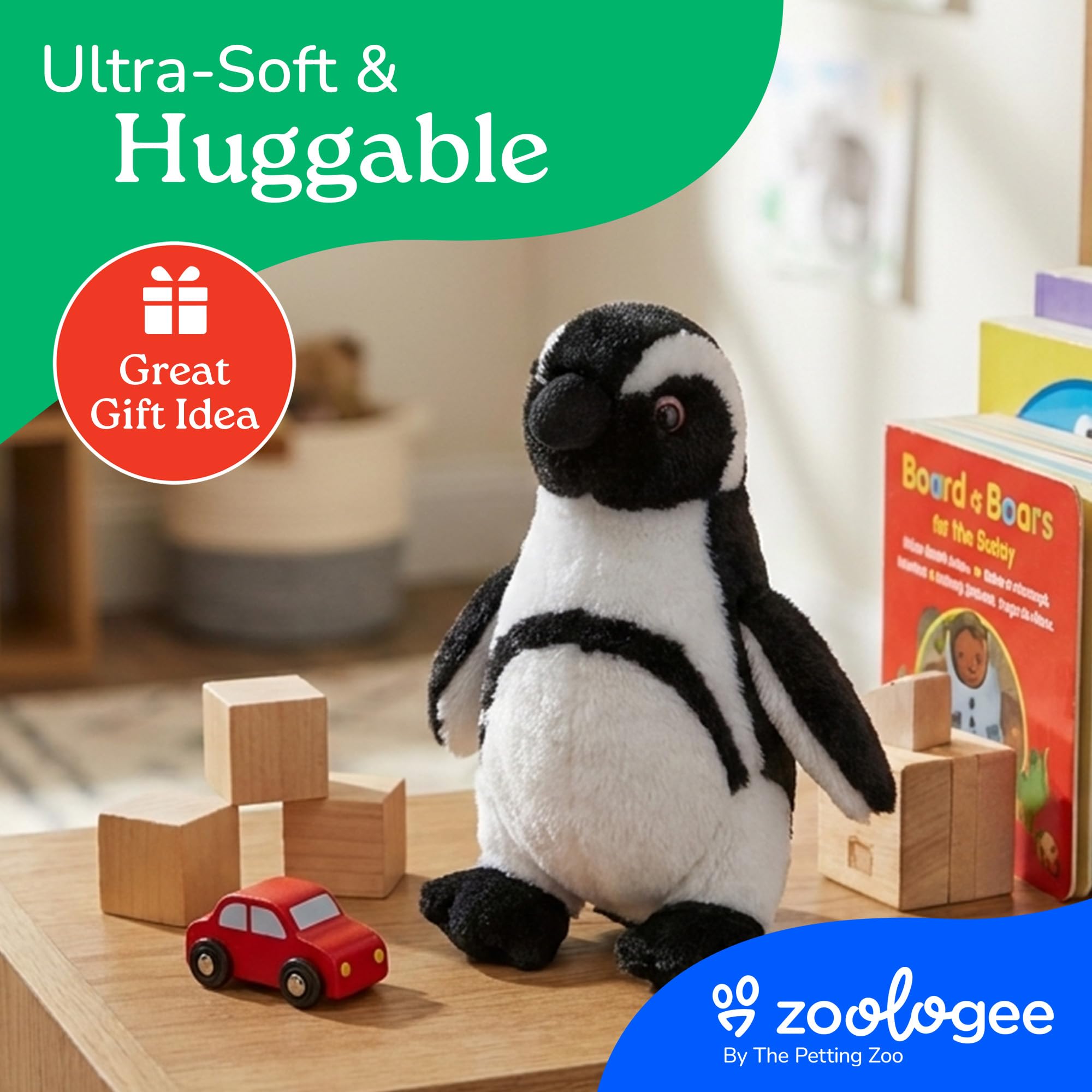 The Petting Zoo African Blackfoot Penguin Plushie – 8-Inch Soft Stuffed Animal Toy Made from Recycled Water Bottles