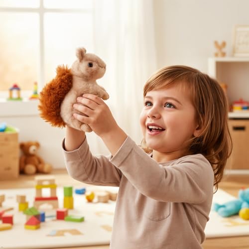The Petting Zoo Brown Squirrel Plushie, 6 Inch Stuffed Animal, Eco-Friendly Gift for Kids