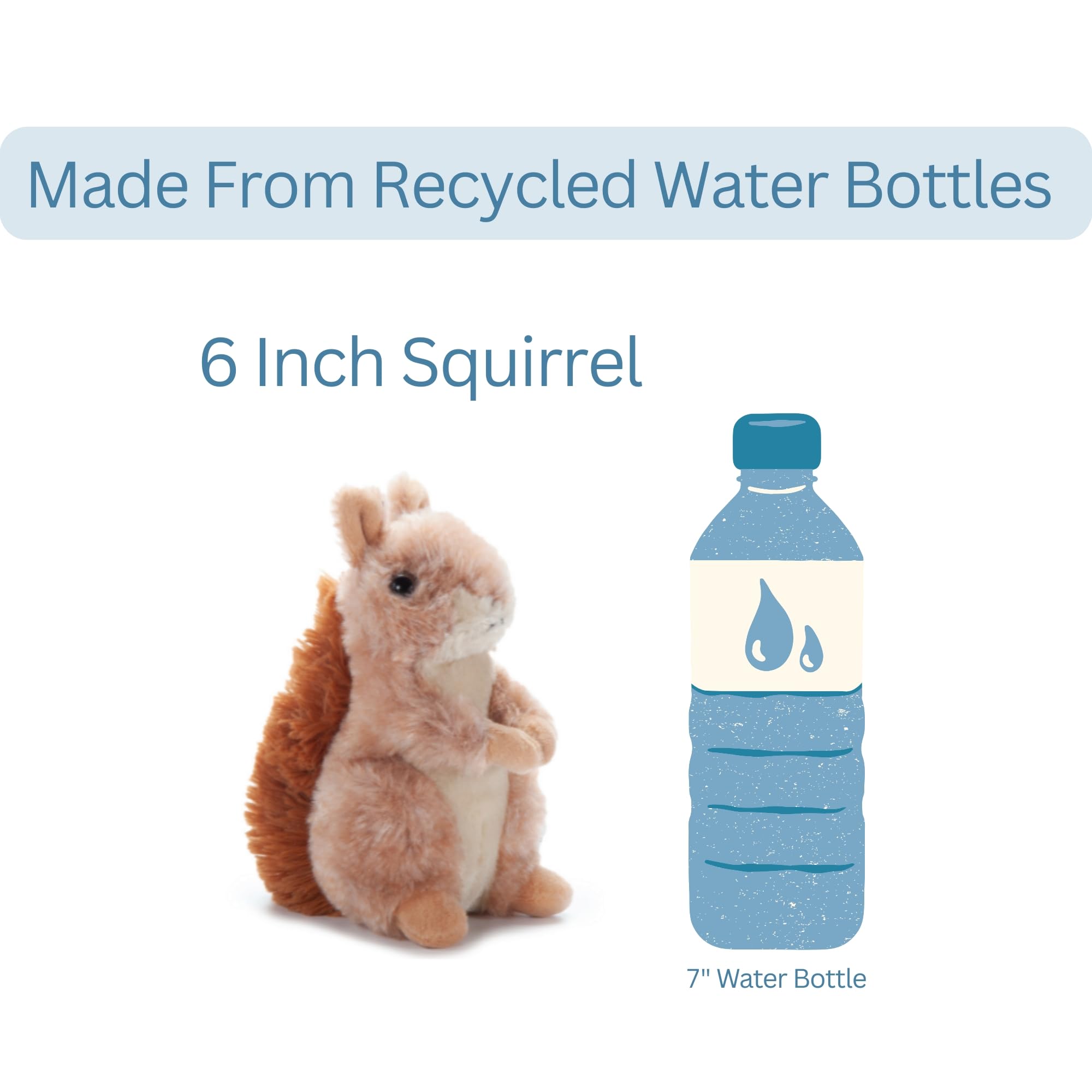 The Petting Zoo Brown Squirrel Plushie, 6 Inch Stuffed Animal, Eco-Friendly Gift for Kids