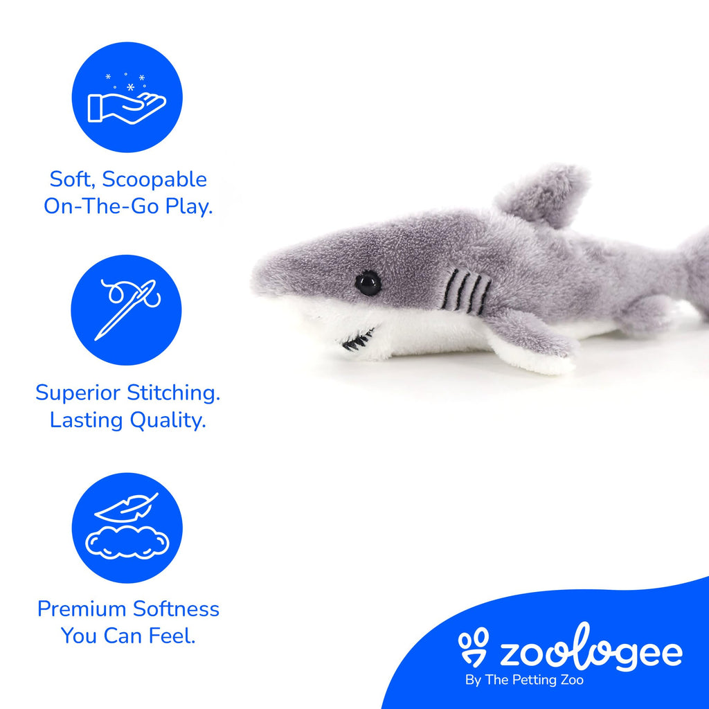 The Petting Zoo Great White Shark Plush Toy – 12-Inch Stuffed Animal Made from Recycled Water Bottles