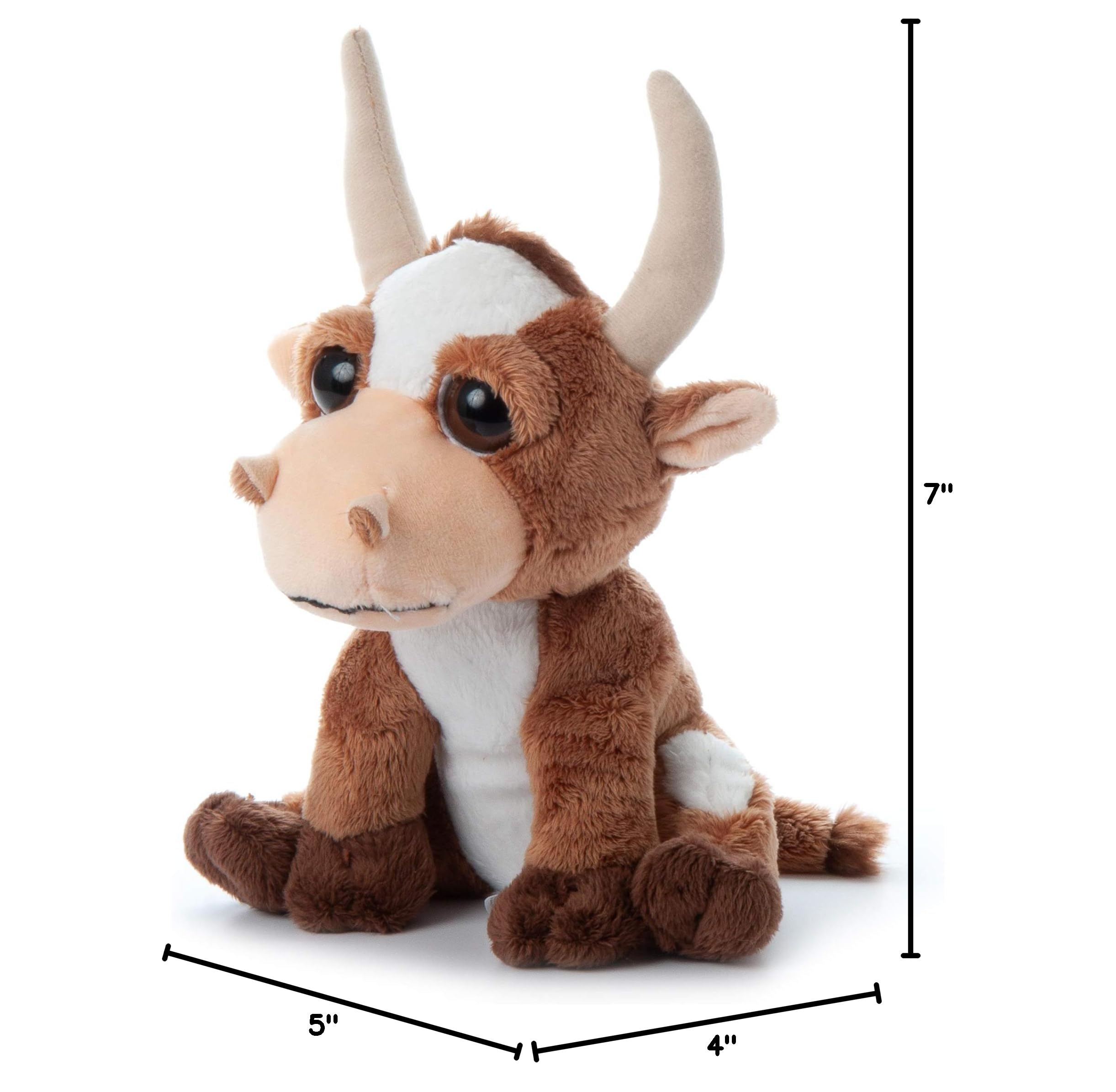 The Petting Zoo Longhorn Cow Plush: Soft 7-Inch Stuffed Animal for Kids
