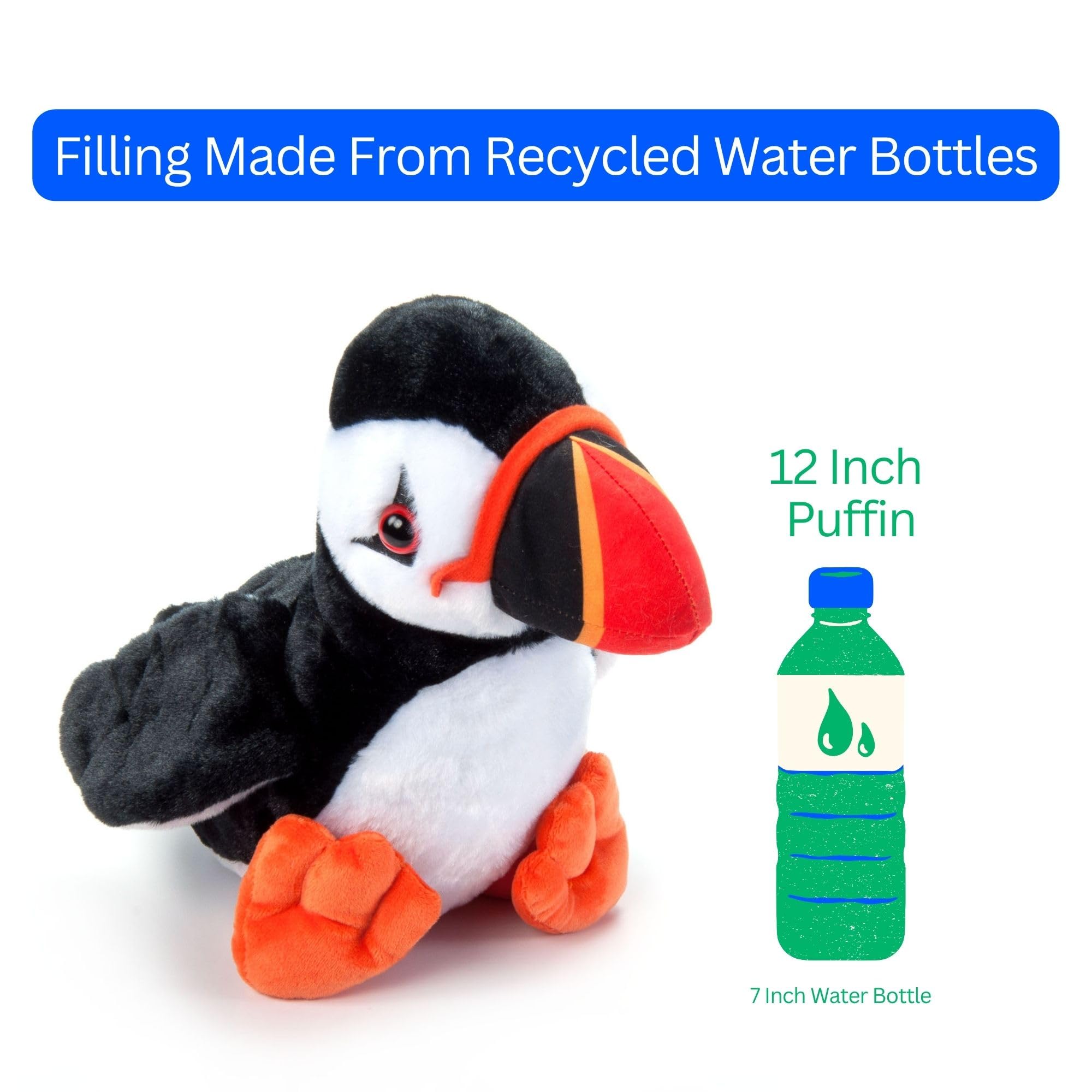 The Petting Zoo Puffin Plush Toy – 6-Inch Stuffed Animal with Outstretched Wings and Orange Feet