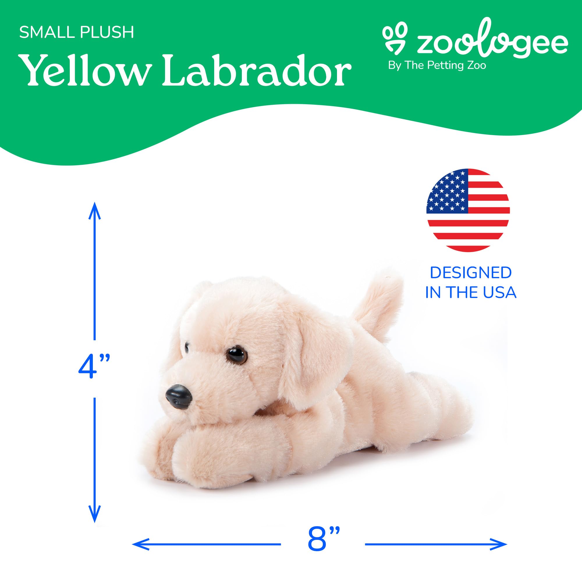 The Petting Zoo Yellow Labrador Plush Toy, 8-Inch Realistic Stuffed Dog from the Scoopz Collection