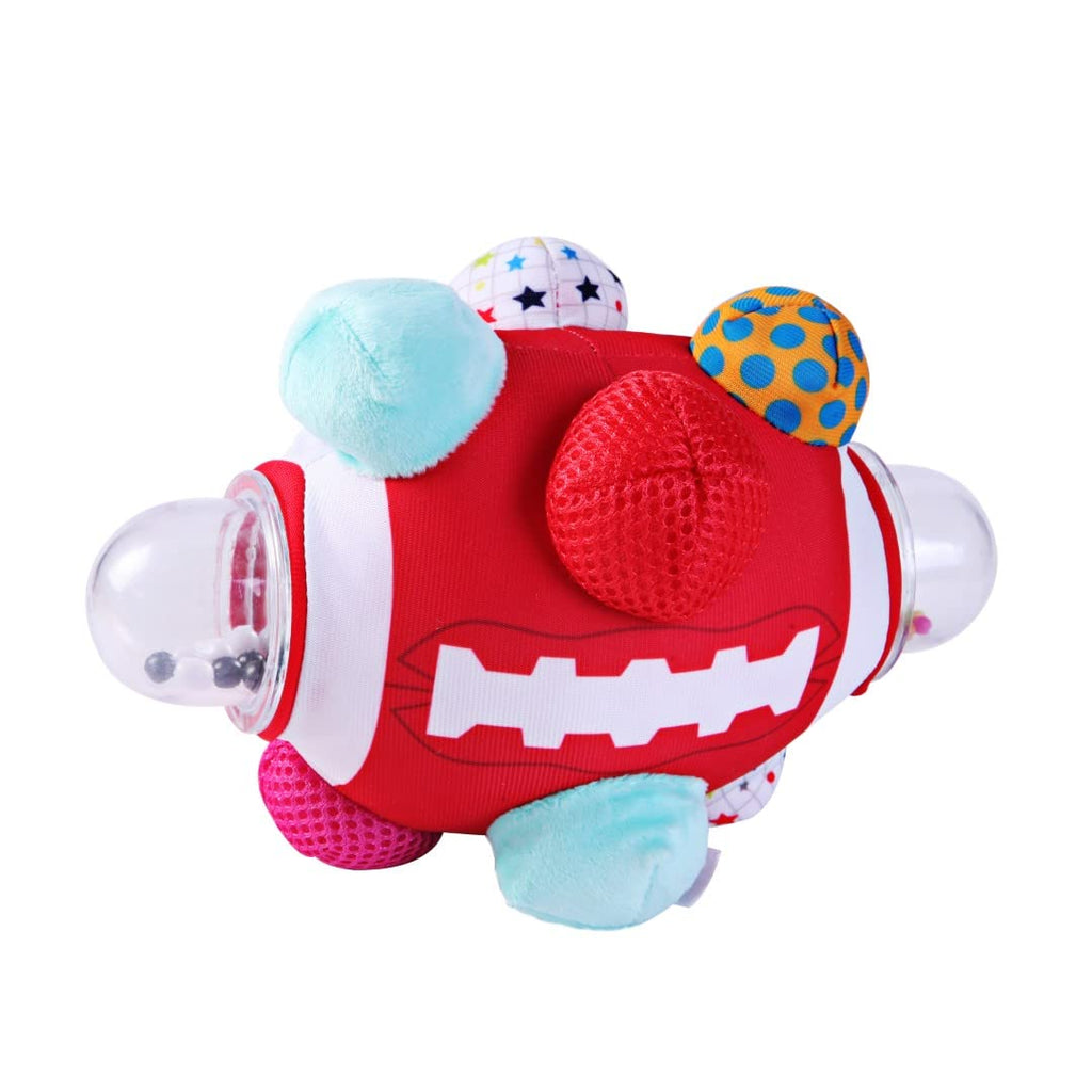 The Season Toys Football Bumpy Ball – Plush Sensory Toy for Babies 0-36 Months, Red