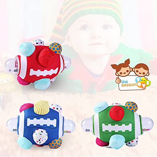 The Season Toys Football Bumpy Ball – Plush Sensory Toy for Babies 0-36 Months, Red