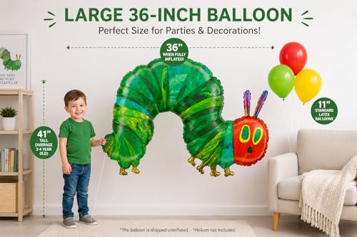 The Very Hungry Caterpillar Jumbo 36" Foil Balloon – Officially Licensed Eric Carle Party Decoration
