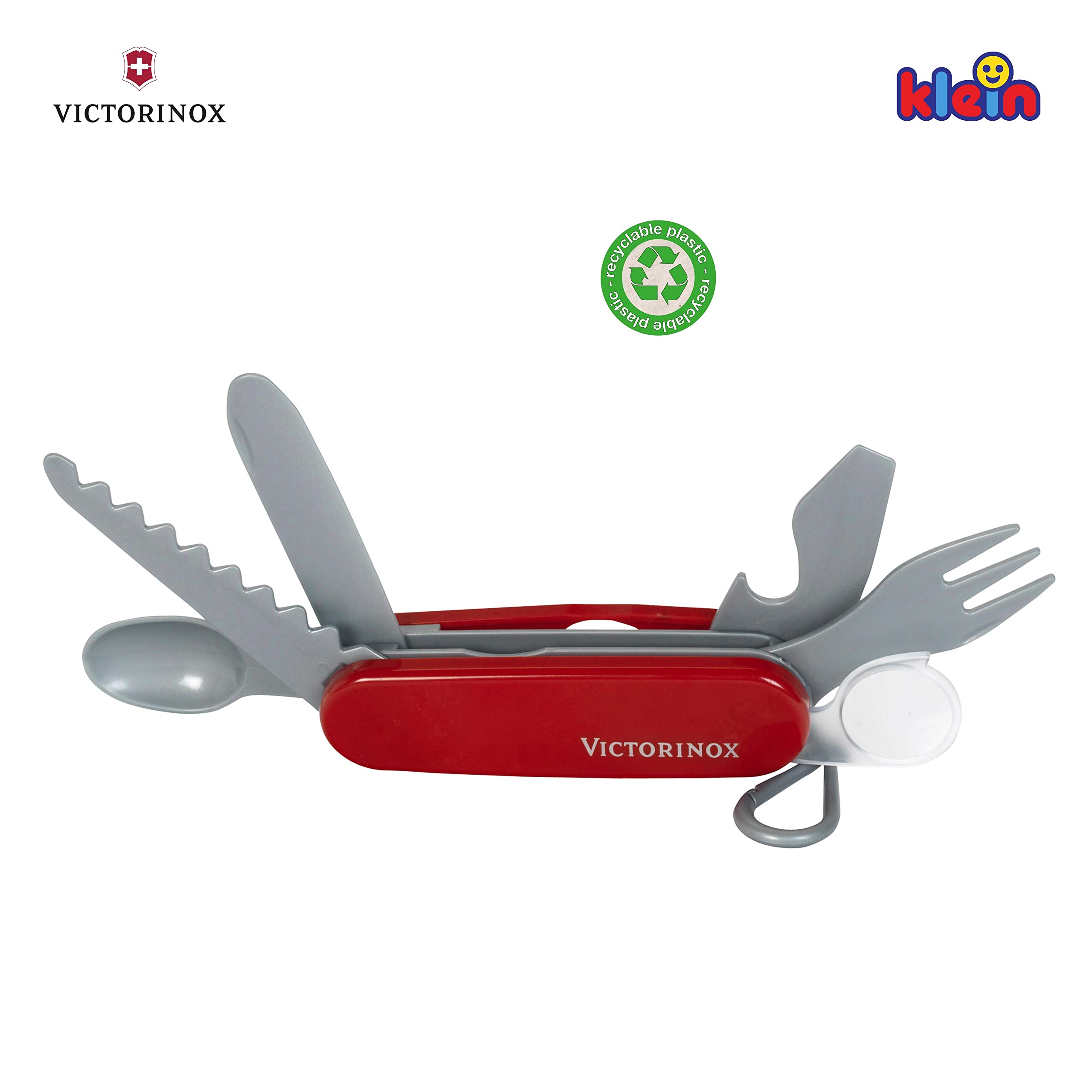 Theo Klein Victorinox Pocket Knife Toy - Red Plastic Replica for Kids with 6 Tools, Ages 3+
