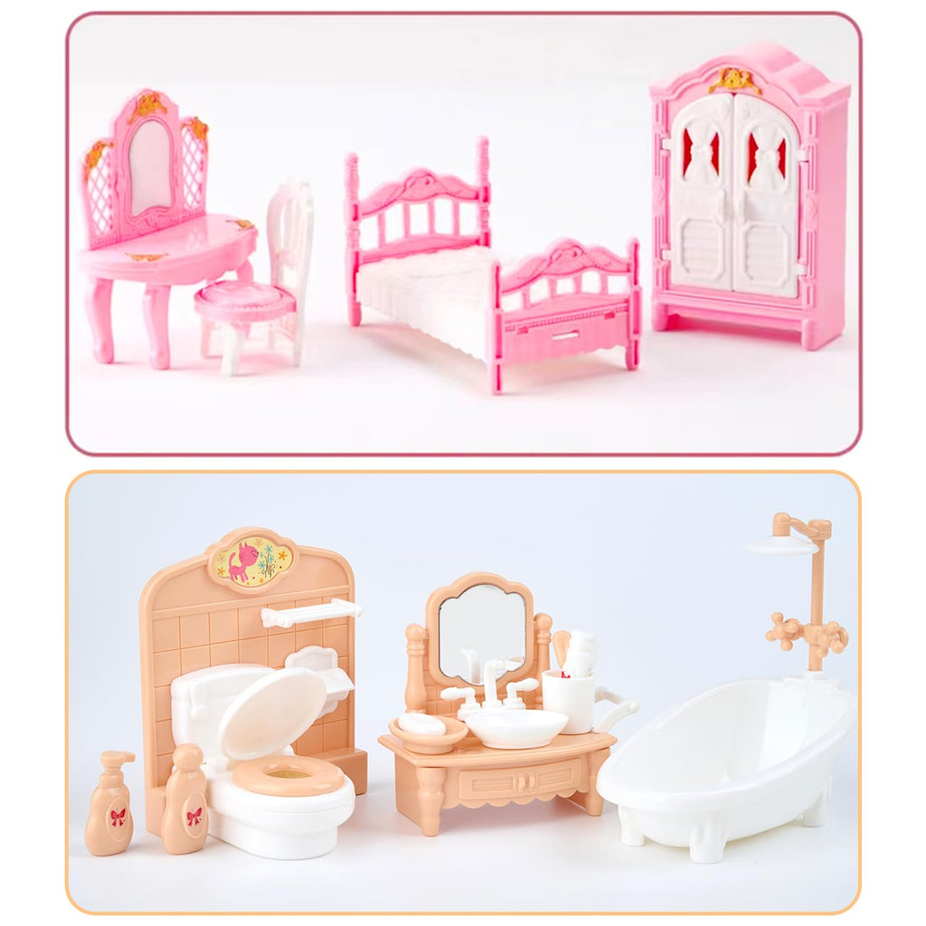 Thildani 35-Piece Dollhouse Furniture Set – 1:12 Scale Miniature for Bedroom, Bathroom, Living Room & Kitchen