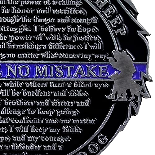 Thin Blue Line Police Sheepdog Challenge Coin – Wolf Head Shape, Imasoner