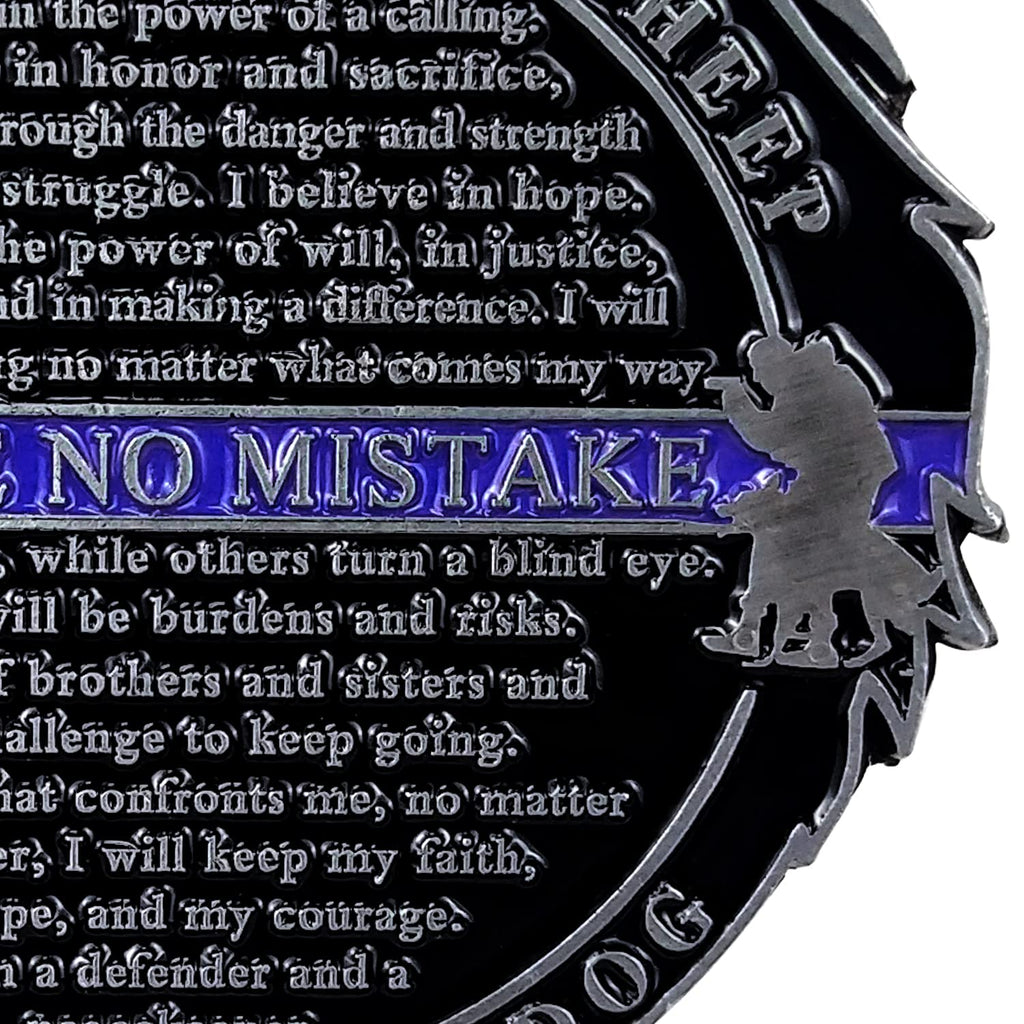 Thin Blue Line Police Sheepdog Challenge Coin – Wolf Head Shape, Imasoner