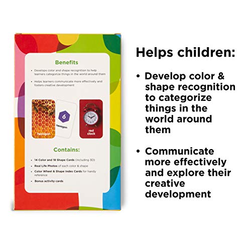 Think Tank Scholar Colors & Shapes Flash Cards – 36 Durable Cards with Real Pictures for Ages 2-8