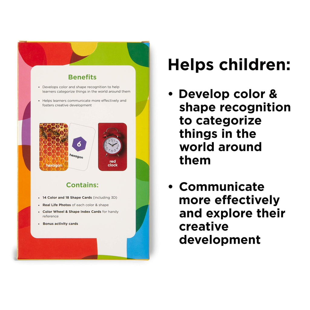 Think Tank Scholar Colors & Shapes Flash Cards – 36 Durable Cards with Real Pictures for Ages 2-8