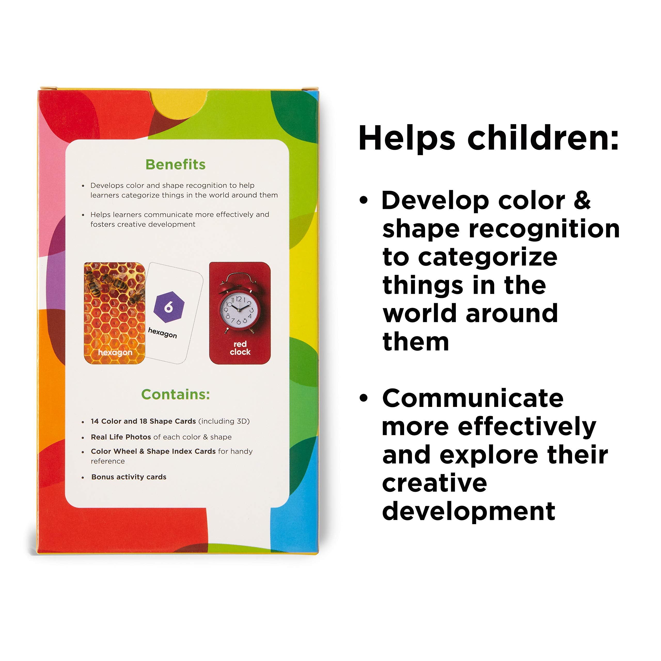 Think Tank Scholar Colors & Shapes Flash Cards – 36 Durable Cards with Real Pictures for Ages 2-8