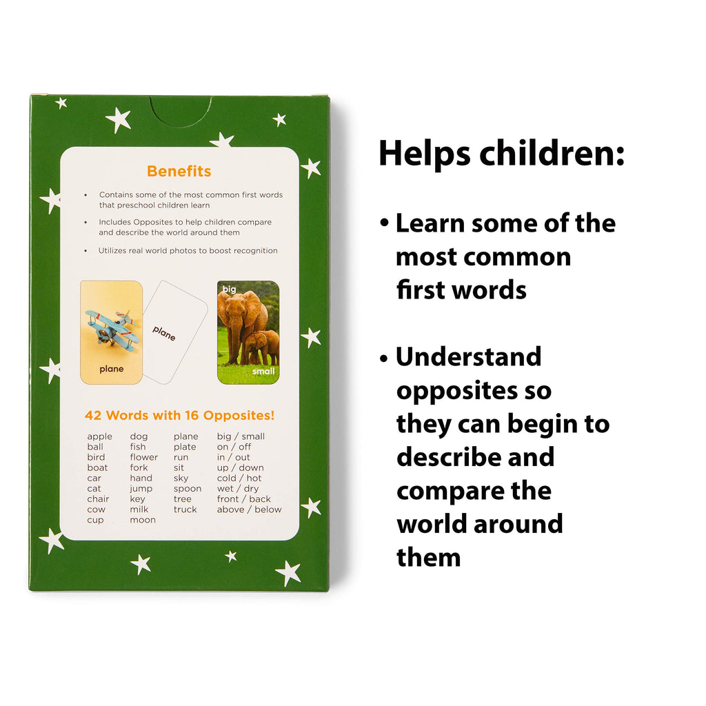 Think Tank Scholar First Words & Opposites Flash Cards – 36 Durable Cards with Real Photos for Kids Ages 2-8