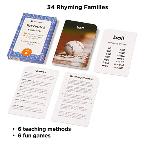Think Tank Scholar Rhyming Flash Cards – 36 Cards, 34 Word Families for Ages 4-8