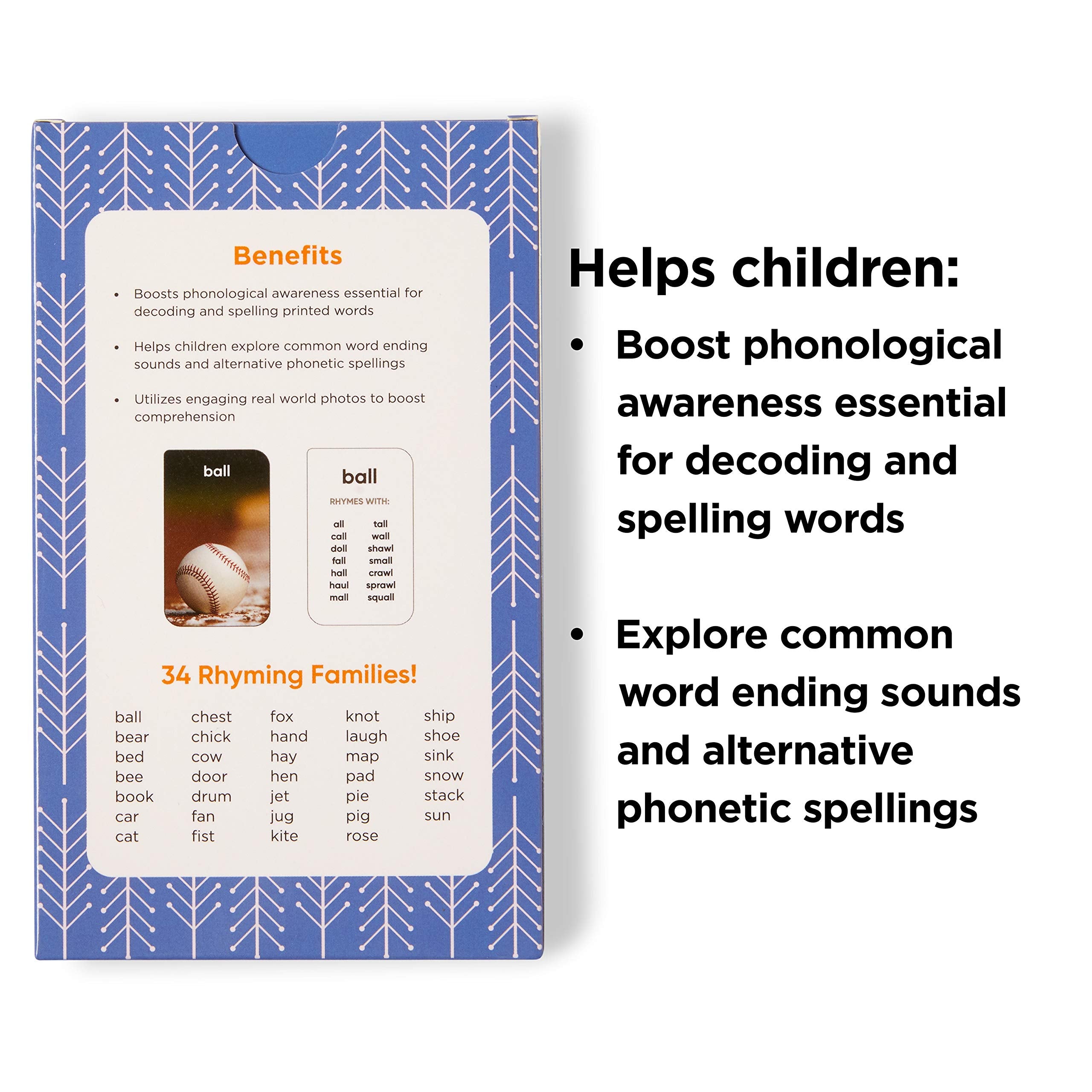 Think Tank Scholar Rhyming Flash Cards – 36 Cards, 34 Word Families for Ages 4-8