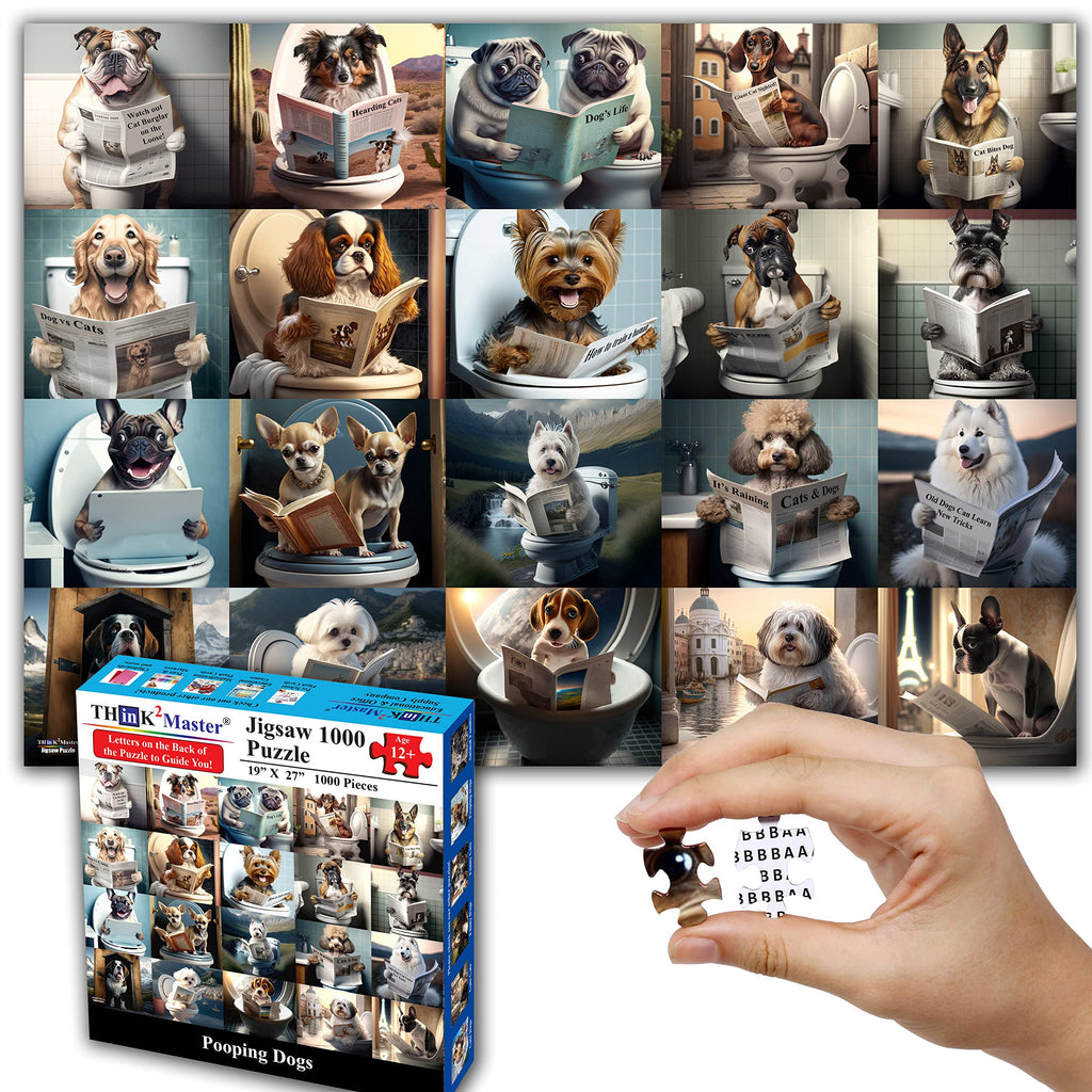 Think2Master 1000-Piece Pooping Puppies Jigsaw Puzzle – Humorous Gag Gift for Ages 13+