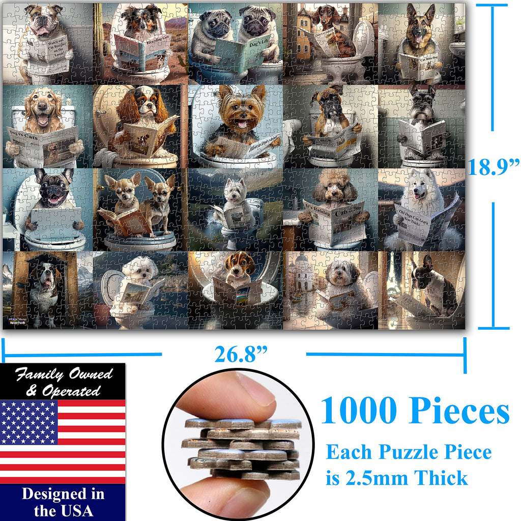 Think2Master 1000-Piece Pooping Puppies Jigsaw Puzzle – Humorous Gag Gift for Ages 13+