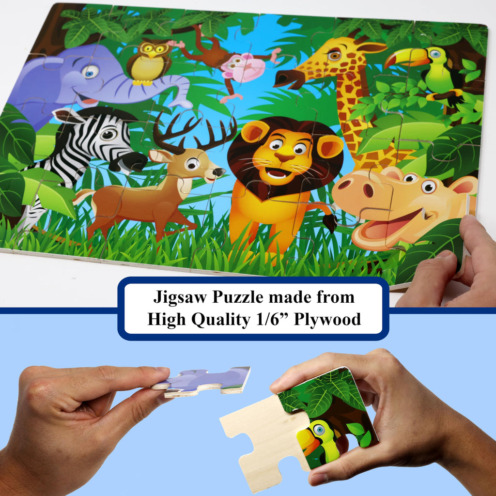 THINK2MASTER Alphabet Animal Puzzle – 14.5” x 10.5” Wooden Learning Set