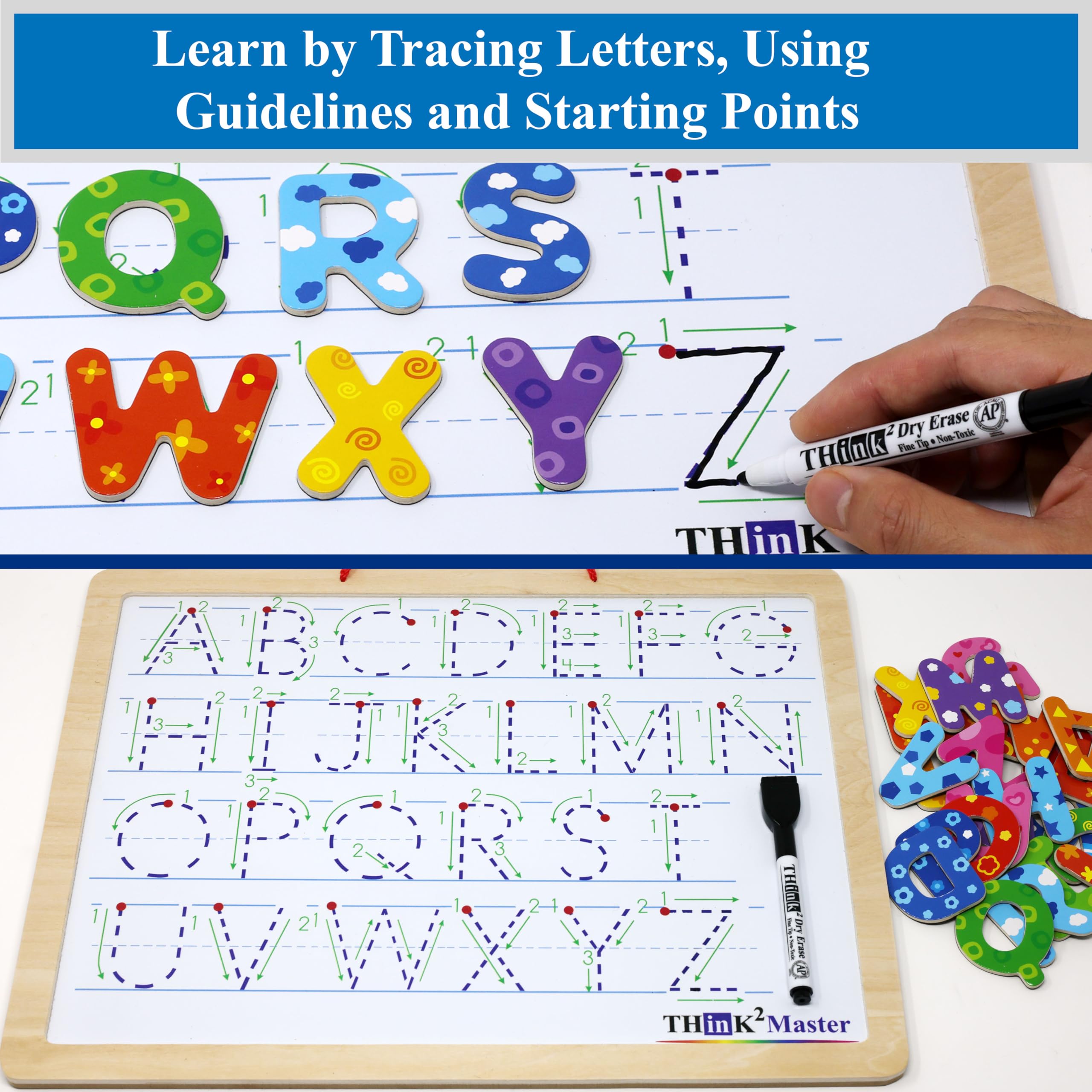 THINK2MASTER Alphabet Animal Puzzle – 14.5” x 10.5” Wooden Learning Set