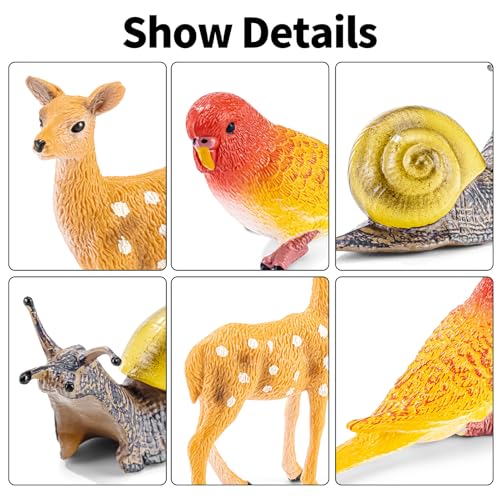 THINKBAY Realistic Animal Figurines Set - 14 Pieces of Insects, Birds, Mammals & Reptiles for Kids Educational Play and Nature Exploration