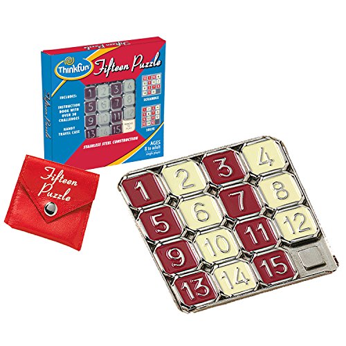 ThinkFun Fifteen Puzzle - Classic Sliding Number Puzzle with 31 Challenges and Travel Case