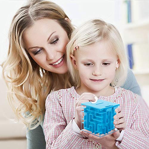 ThinkMax Money Maze Puzzle Box – Blue Acrylic Savings Bank with Ball Maze for Kids Ages 6+