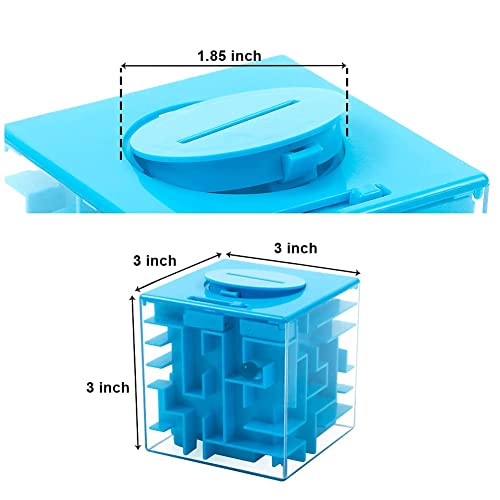 ThinkMax Money Maze Puzzle Box – Blue Acrylic Savings Bank with Ball Maze for Kids Ages 6+