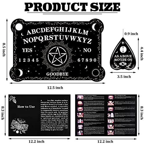 Threan Wooden Pendulum Board with Amethyst Crystal and Planchette – Divination Tool with Letters, Numbers, Constellations