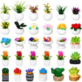 Threehoney 30-Piece Miniature Dollhouse Plants – Hand-Painted Resin Succulents & Cacti for Diorama, Bonsai, Cake Decor