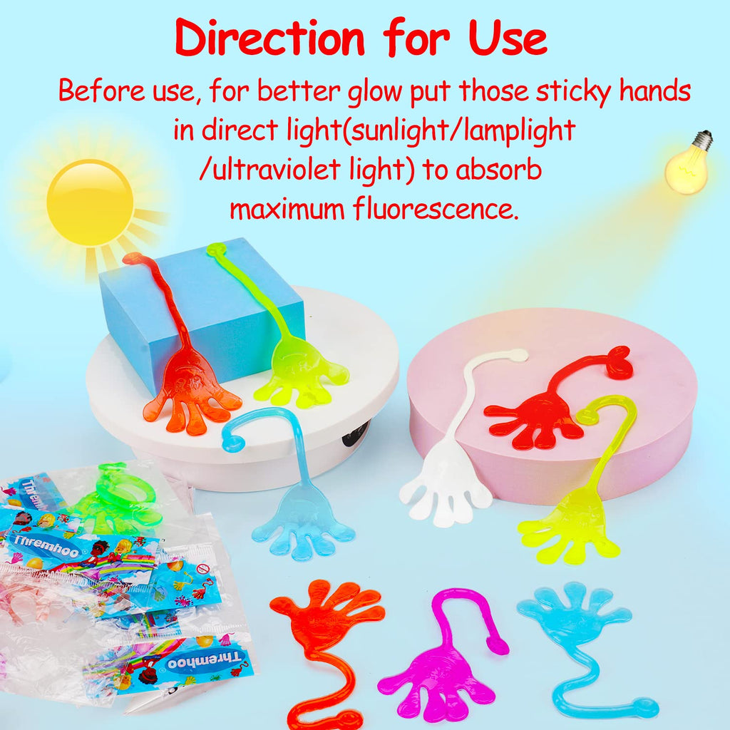 Thremhoo 40-Pack Glow in the Dark Sticky Hands Party Favors – Bulk Goodie Bag Fillers for Kids