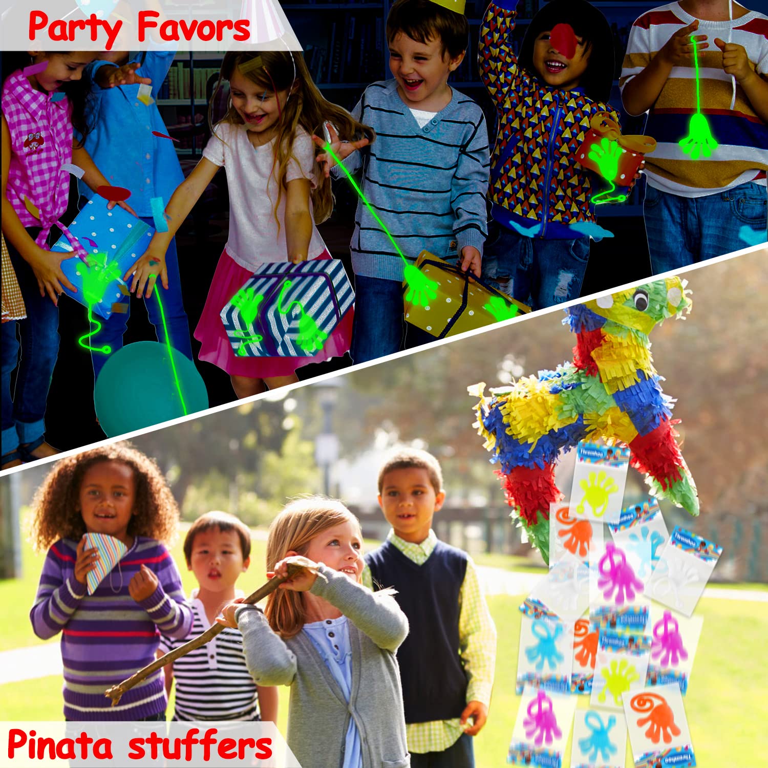 Thremhoo 40-Pack Glow in the Dark Sticky Hands Party Favors – Bulk Goodie Bag Fillers for Kids