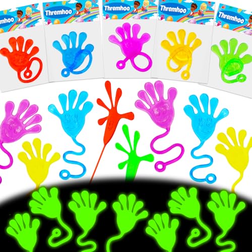Thremhoo 40-Pack Glow in the Dark Sticky Hands Party Favors – Bulk Goodie Bag Fillers for Kids