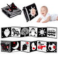 Thremhoo Black and White High Contrast Baby Toy Set - Tummy Time Soft Crinkle Book with Mirror and 3D Butterfly for Infants 0-6 Months