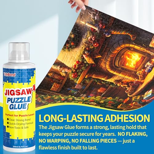 Tidybond Jigsaw Puzzle Glue 2-Pack – Clear, Fast-Drying Non-Toxic Sealer with Sponge Applicator and Squeegee for 1000/3000/5000 Piece Puzzles