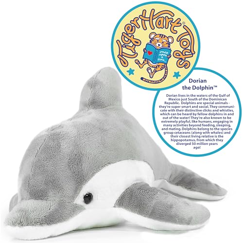 TigerHart Dorian the Dolphin Plush Toy – 11-Inch Soft Dolphin Stuffed Animal