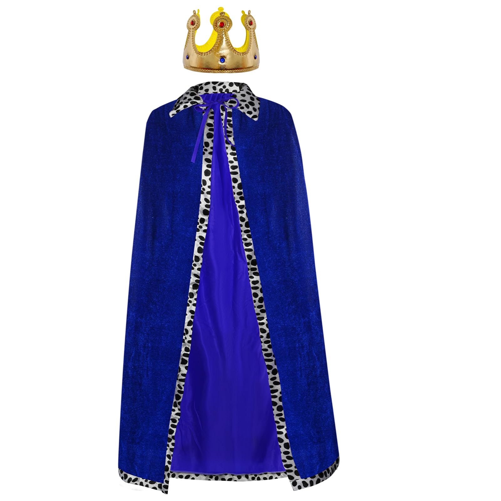 tiggell King and Queen Robe Costume Set with Crown – Polyester Royal Cape for Halloween Cosplay