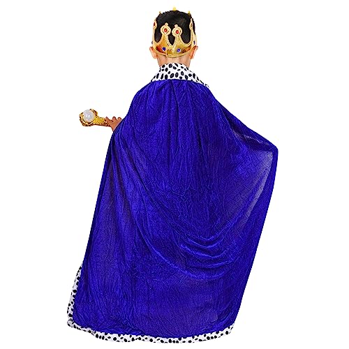 tiggell King and Queen Robe Costume Set with Crown – Polyester Royal Cape for Halloween Cosplay
