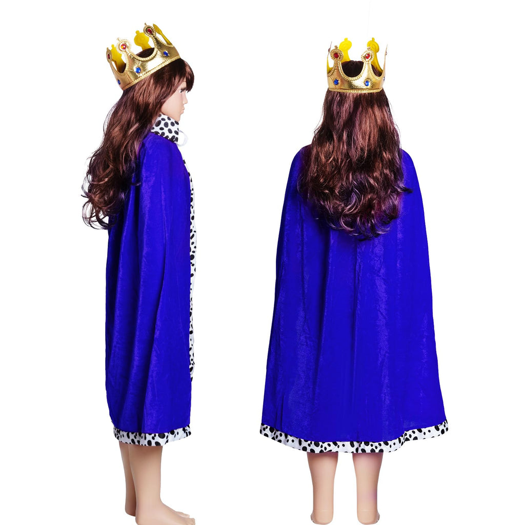 tiggell King and Queen Robe Costume Set with Crown – Polyester Royal Cape for Halloween Cosplay