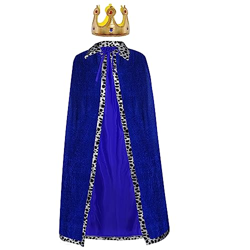 tiggell King and Queen Robe Costume Set with Crown – Polyester Royal Cape for Halloween Cosplay