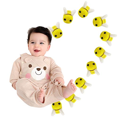TIHOOD 20 Wool Felt Bee Craft Balls – Soft DIY Decorations for Baby Shower, Gender Reveal, Nursery, and Party Crafts
