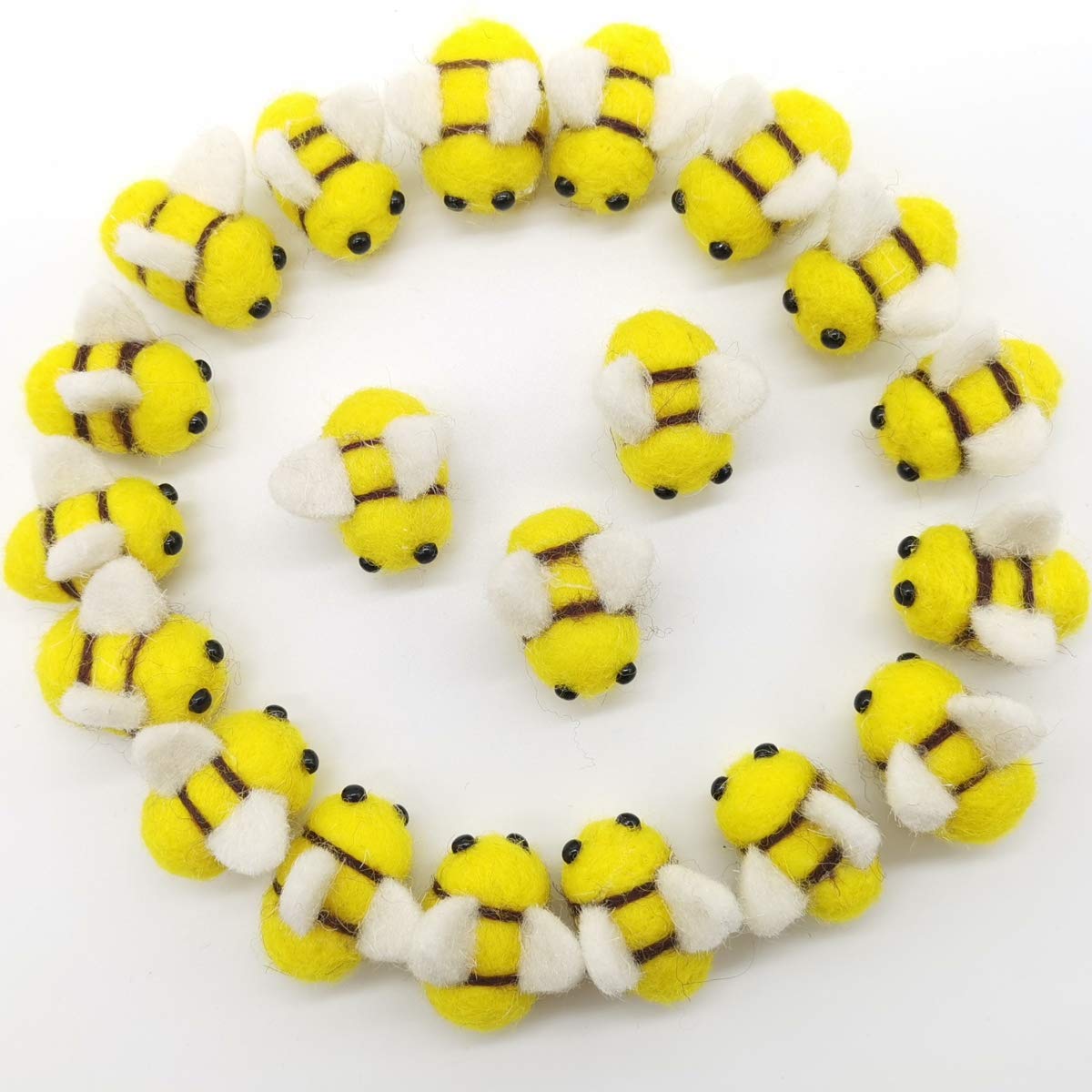 TIHOOD 20 Wool Felt Bee Craft Balls – Soft DIY Decorations for Baby Shower, Gender Reveal, Nursery, and Party Crafts