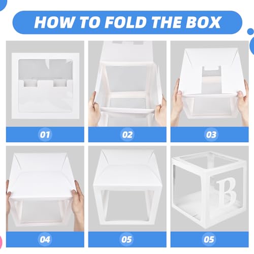 TILBLKUP Baby Shower Balloon Box Kit with 40 Blue Balloons and 'BABY' Letters