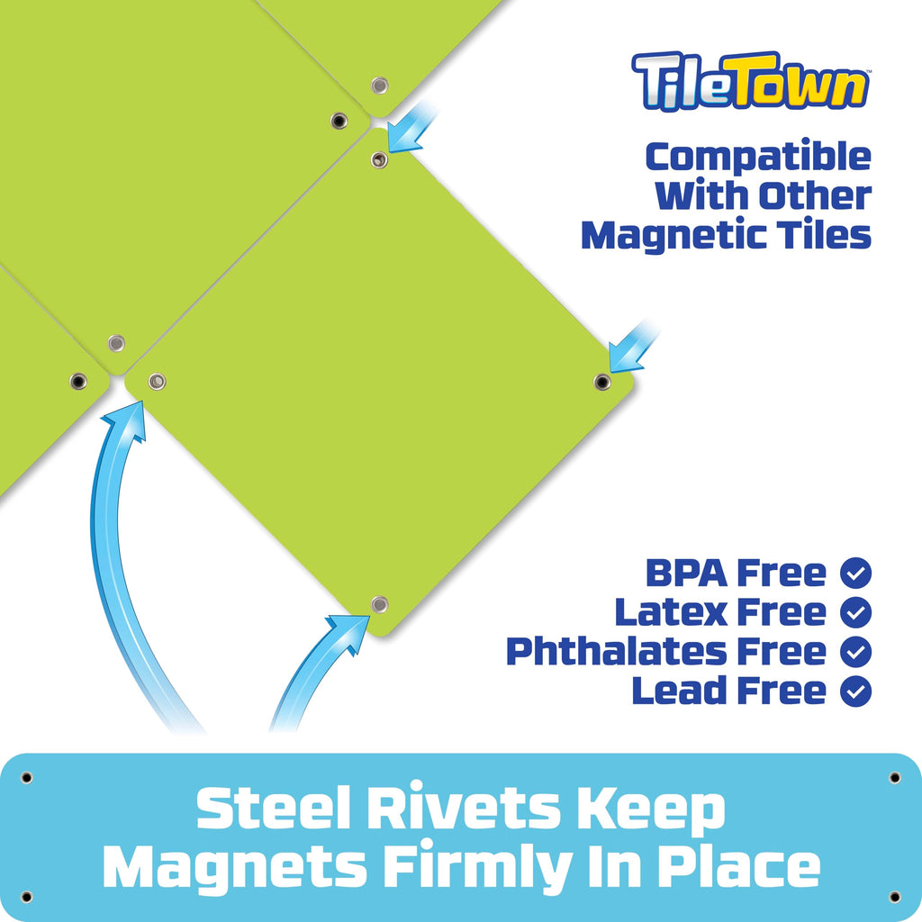 Tile Town Bluey & Bingo Keepy Uppy Magnetic Tile Set – 4-Piece STEM Building Toy with Action Tile