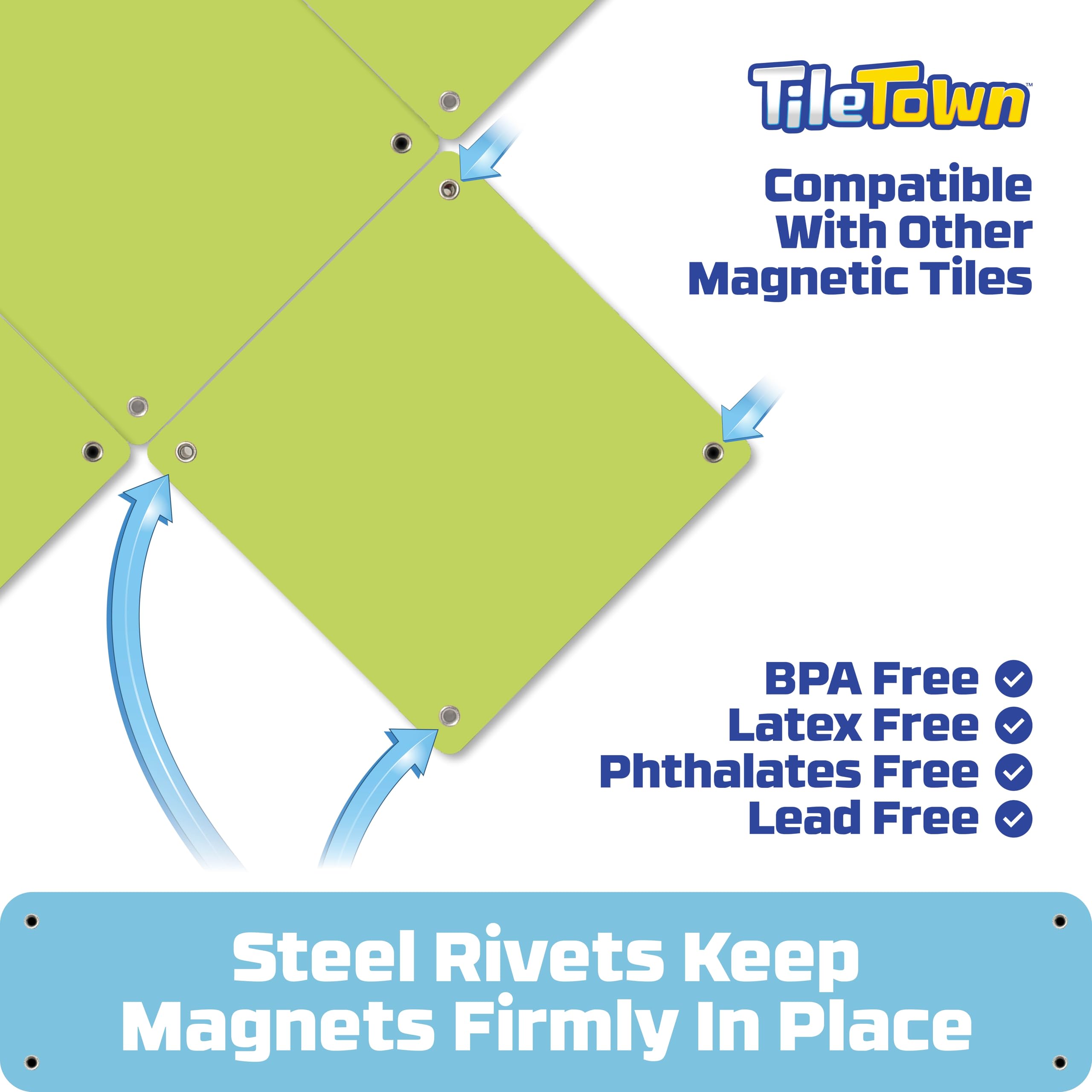 Tile Town Bluey & Bingo Keepy Uppy Magnetic Tile Set – 4-Piece STEM Building Toy with Action Tile